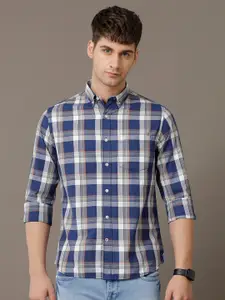 Double Two Comfort Slim Fit Tartan Checked Button-Down Collar Oxford Cotton Casual Shirt
