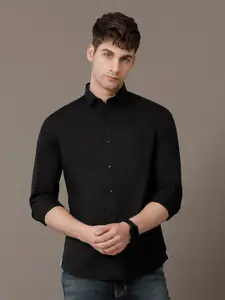 Double Two Comfort Slim Fit Spread Collar Cotton Casual Shirt