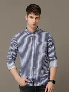 Double Two Comfort Slim Fit Vertical Striped Button-Down Collar Cotton Casual Shirt