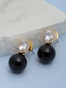 RITU SINGH Gold-Plated American Diamond Studded Drop Earrings
