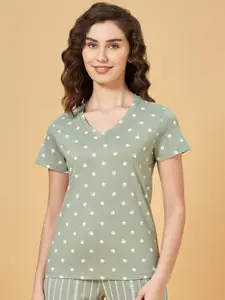 Dreamz by Pantaloons Printed Pure Cotton V-Neck Lounge T-Shirt