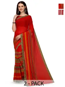 ANAND SAREES Pack Of 2 Striped Saree With Blouse Piece