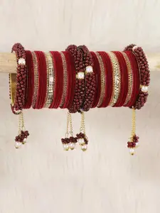 LAVAZZA Set Of 52 Pearls & Zircon Studded Chuda Bangles