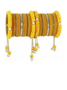 LAVAZZA Set Of 52 CZ-Studded Pearl Latkan Chuda Bangles