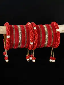 LAVAZZA Set Of 52 Pearls & Zircon Studded Chuda Bangles