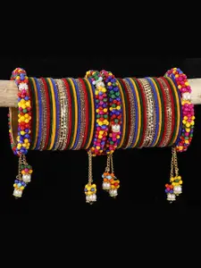 LAVAZZA Set Of 52 Pearls & Zircon Studded Chuda Bangles