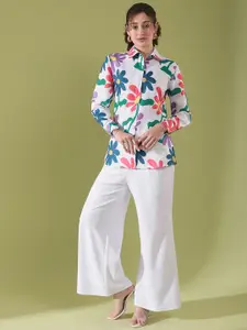Selvia New Floral Printed Spread Collar Cotton Casual Shirt