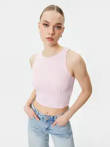 Koton Striped Sleeveless Fitted Crop Top