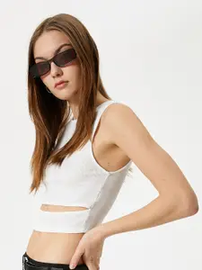 Koton Round Neck Fitted Crop Top