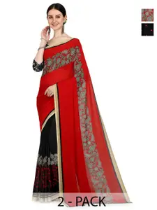 ANAND SAREES Pack Of 2 Floral Half and Half Saree
