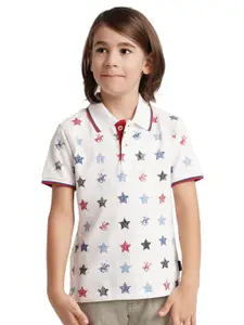 Beverly Hills Polo Club Boys Conversational Printed Polo Collar Pure Cotton T-shirt
