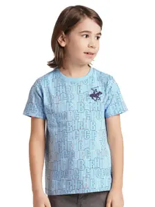 Beverly Hills Polo Club Boys Printed Pure Cotton Applique Casual T-shirt
