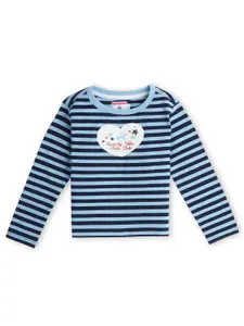 Beverly Hills Polo Club Girls Striped Round Neck Casual T-shirt