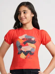 Beverly Hills Polo Club Girls Abstract Printed Round Neck Pure Cotton T-shirt