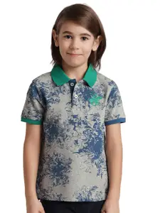 Beverly Hills Polo Club Boys Abstract Printed Polo Collar Pure Cotton Casual T-shirt