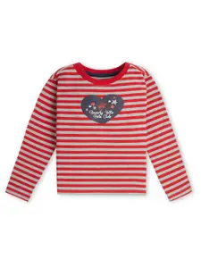 Beverly Hills Polo Club Girls Striped Long Sleeves Applique Casual T-shirt