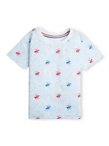 Beverly Hills Polo Club Boys Conversational Printed Round Neck Pure Cotton T-shirt