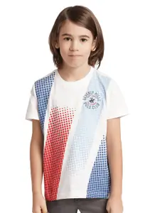 Beverly Hills Polo Club Boys Geometric Printed Pure Cotton Applique Casual T-shirt