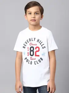 Beverly Hills Polo Club Boys Typography Printed Pure Cotton Casual T-shirt