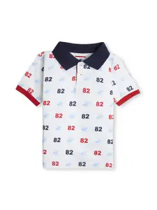 Beverly Hills Polo Club Boys Printed Polo Collar Pure Cotton Applique Casual T-shirt