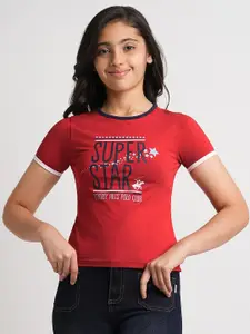 Beverly Hills Polo Club Girls Typography Printed Round Neck Casual T-shirt