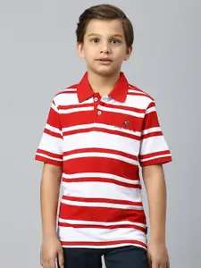 Beverly Hills Polo Club Boys Striped Polo Collar Pure Cotton Pockets Casual T-shirt