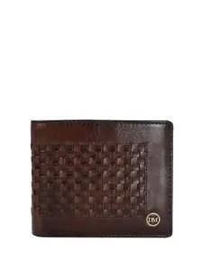 Da Milano Geometric Textured Leather Two Fold Wallet