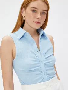 Koton Spread Collar Sleeveless Casual Shirt