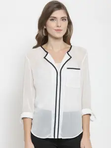 Purple State Georgette Shirt Style Top