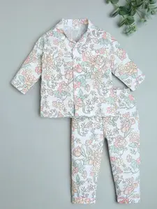Fancy Fluff Girls Floral Printed Night suit