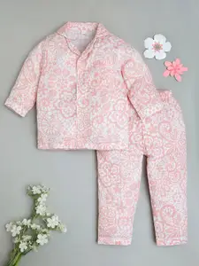 Fancy Fluff Girls Floral Printed Night suit