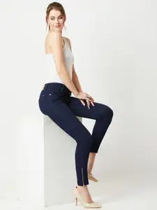 BAESD Women Skinny Fit Mid Rise Zipper Detailing Denim Stretchable Jeans