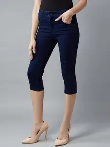 BAESD Women Skinny Fit High-Rise Light Fade Stretchable Cropped Jeans