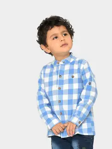 MiArcus Boys Comfort Gingham Checked Flannel Weave Cotton Casual Shirt