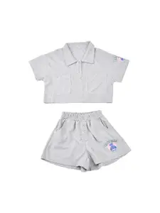 StyleCast x Revolte Girls Printed Polo Collar T-shirt with Shorts