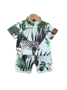 StyleCast x Revolte Boys Blue Graphic Printed Shirt with Shorts