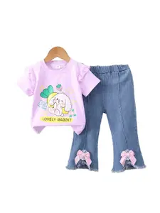 StyleCast x Revolte Girls Printed Round Neck T-shirt With Trousers