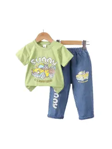 StyleCast x Revolte Boys Printed Round Neck T-shirt With Trousers
