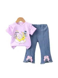 StyleCast x Revolte Girls Printed Round Neck T-shirt With Trousers