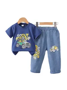 StyleCast x Revolte Boys Printed Round Neck T-shirt With Trousers