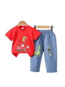 StyleCast x Revolte Boys Printed Round Neck T-shirt With Trousers