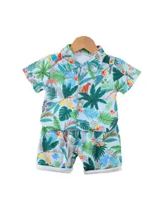 StyleCast x Revolte Boys Blue Tropical Printed Shirt with Shorts