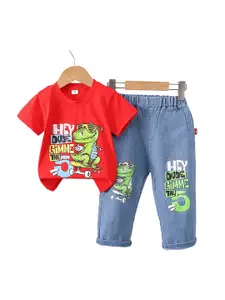 StyleCast x Revolte Boys Printed Round Neck T-shirt With Trousers