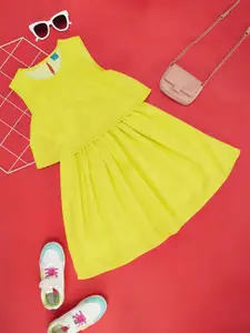 YU by Pantaloons Girls Round Neck Sleeveless Peplum Dress
