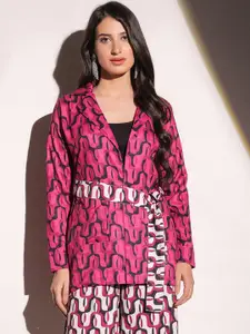 B'Infinite Self Designed Single-Breasted Tailored Fit Cotton Blazer