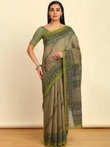 Soch Floral Pure Linen Saree