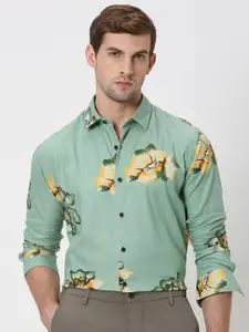 Mufti Slim Fit Floral Printed Twill Weave Casual Shirt