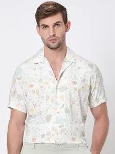 Mufti Abstract Printed Slim Fit Casual Shirt