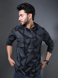 Eyebogler Geometric Printed Hooded T-shirt