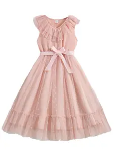 StyleCast x Revolte Girls Self Design V-Neck Ruffles Fit & Flare Maxi Dress